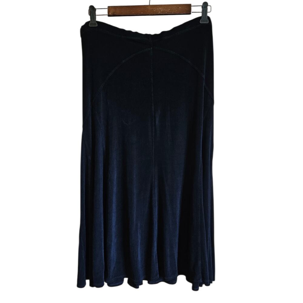 Vintage Coldwater Creek Medium Navy Blue Slinky Knit A-Line Maxi Skirt